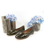 Tory Burch Olive Eelskin Tory Charm Ballet Flats 7 NIB - $192.56