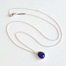 UNWRITTEN Silver Plate &amp; Faceted Blue Crystal Necklace - £15.18 GBP