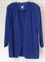 Susan Graver S.G. Sport Long Sleeve Smocked Yoke Jacket MEDIUM Navy - $39.99