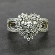 2.75Ct Heart Shape White Diamond 925 Sterling Silver Double Halo Engagement Ring - £91.71 GBP