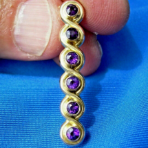 Antique Amethyst Art Deco Brooch Gatsby era Vintage Solid 14k Gold Bar Pin Clip - $1,838.66 CAD