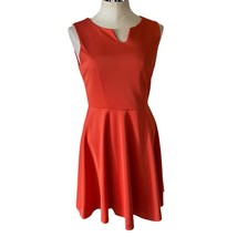 Gibson Latimer Sleeveless Fit &amp; Flare Split Neck Mini Dress Orange Size Small - £17.28 GBP