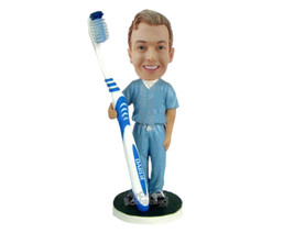 Custom Bobblehead Male Dentist Toothbrush Brush Holder - Careers &amp; Professionals - £71.14 GBP