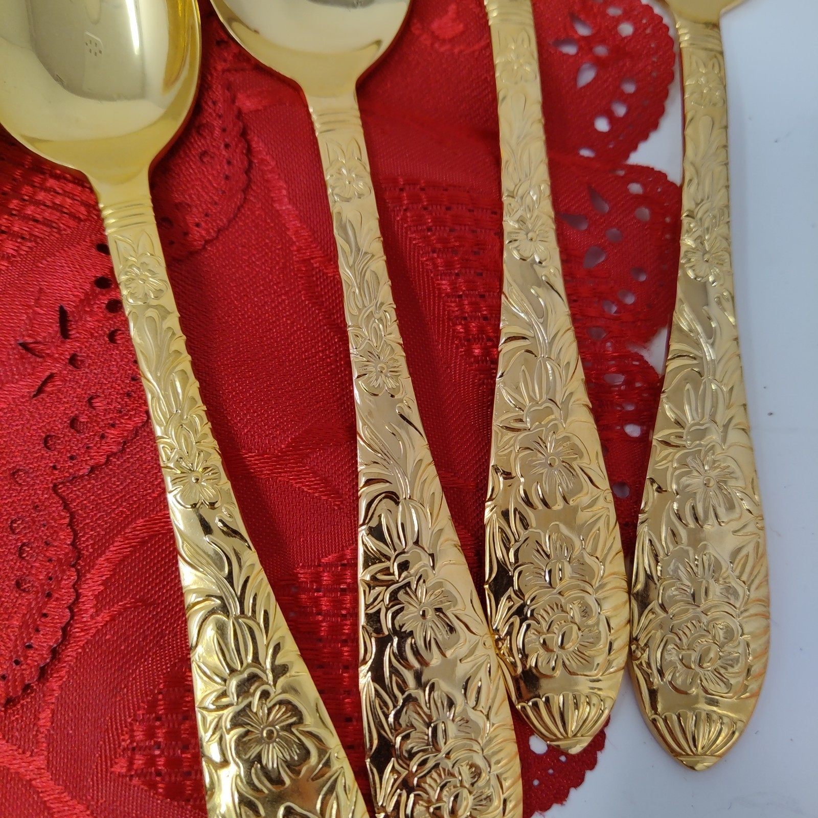 24X Set Cambridge Festival Gold Stainless Flatware Forks Knives Spoons Serving  Item image 9