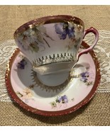 Vtg New Habsburg China Austria Pink Gold Floral Coffee Cup &amp; Saucer Flor... - $38.84 CAD