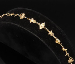 14K GOLD - Vintage Under The Sea Shells Starfish &amp; Sea Animals Bracelet ... - £531.95 GBP