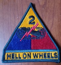 WW2 Us Army 2nd Armored Division Patch & Hell On Wheels Tab  - $5.00