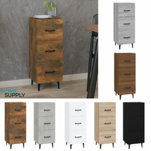 Modern Wooden Narrow Sideboard Storage Cabinet Unit With 3 Drawers Metal... - $79.48