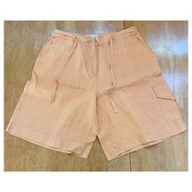 J Jill Orange Linen Bermuda Spring Summer Shorts belted with pockets, Size M - $14.48