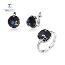 Ound 10 0mm gemstone ring earring fine jewelry set 925 sterling silver anniversary gift thumb200