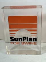 Lucite Advertising Desk Paperweight SunPlan For Swine - $34.60