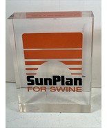 Lucite Advertising Desk Paperweight SunPlan For Swine - $666.12 MXN