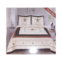 Western Design 3 Piece Quilted   Bedspread Set Stars &amp; Barbed Wire Queen King Si - £52.89 GBP+