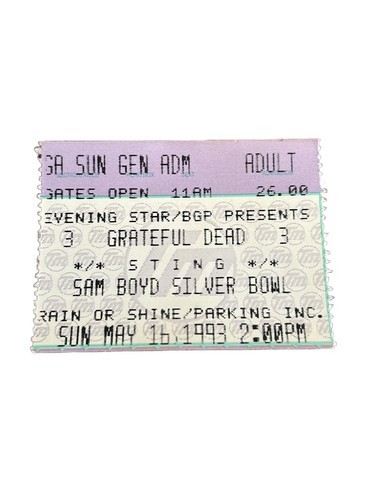 GRATEFUL DEAD/Sting Concert Ticket Sam Boyd Silver Bowl 5/16/1993 Jerry ... - $25.00