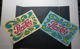 Vintage Pepsi-Cola Vinyl Psychedelic Placemats Advertisement Waves Swirls Colors - £17.57 GBP