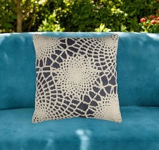 20&quot; Blue and Ivory Hand Woven Abstract Indoor Outdoor Throw Pillow Cover... - $73.99