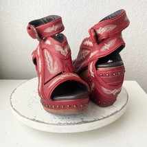 Lane Boots LEXINGTON Womens Red Wedges 9 Western Sandals Cowgirl Wooden ... - $158.40