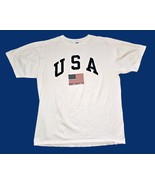 Vintage Russell Shirt Adult XL White Made in USA Flag 90s Athletic Mens  - $23.75