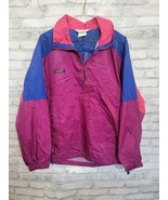 Vtg Columbia Women L Colorblock Windbreaker Jacket Purple Pink Blue Draw... - $19.99