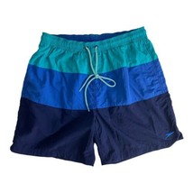Speedo Mens Swim Trunks Shorts Size Large Blue Elastic No Lining Pockets - £16.09 GBP