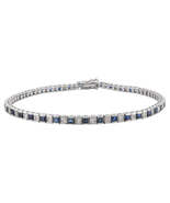 18K Solid Gold Blue Sapphire Tennis Bracelet - £3,528.87 GBP