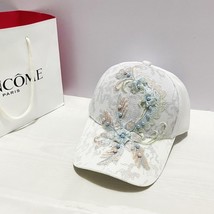  Appliqu Pearl Lace Flower Women&#39;s Hat Bronzing Camouflage Mesh Baseball Cap Sum - £12.14 GBP