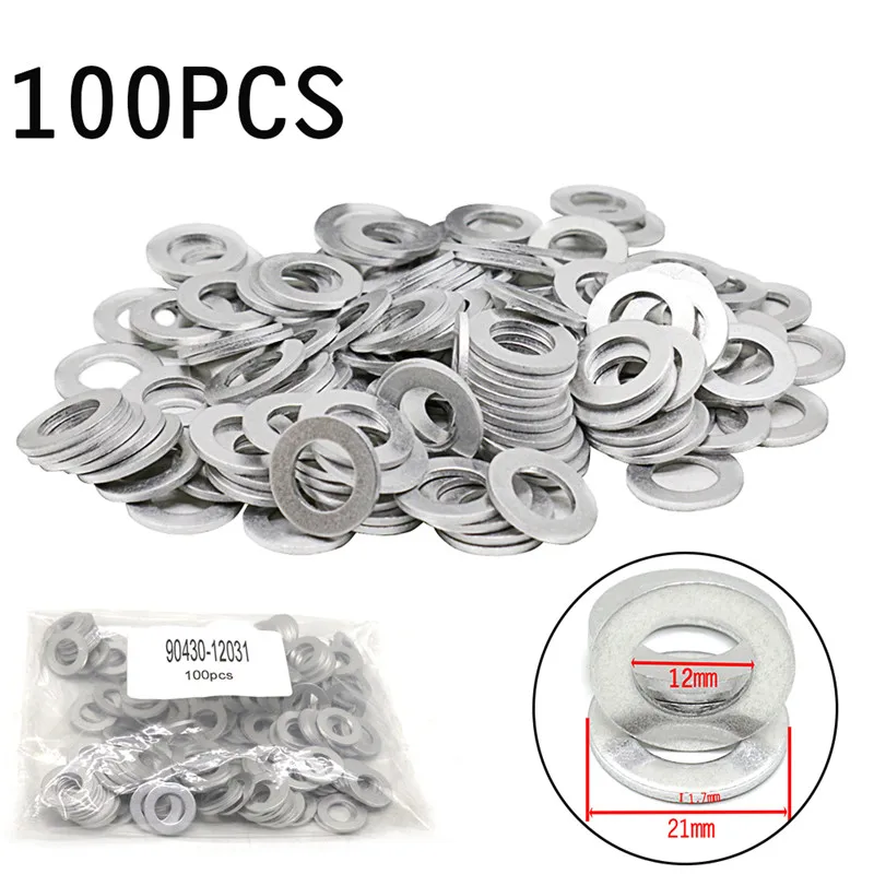 100PCS Oil Drain Plug Gaskets Crush Washers Seals Rings 12mm Hole For To... - $20.50