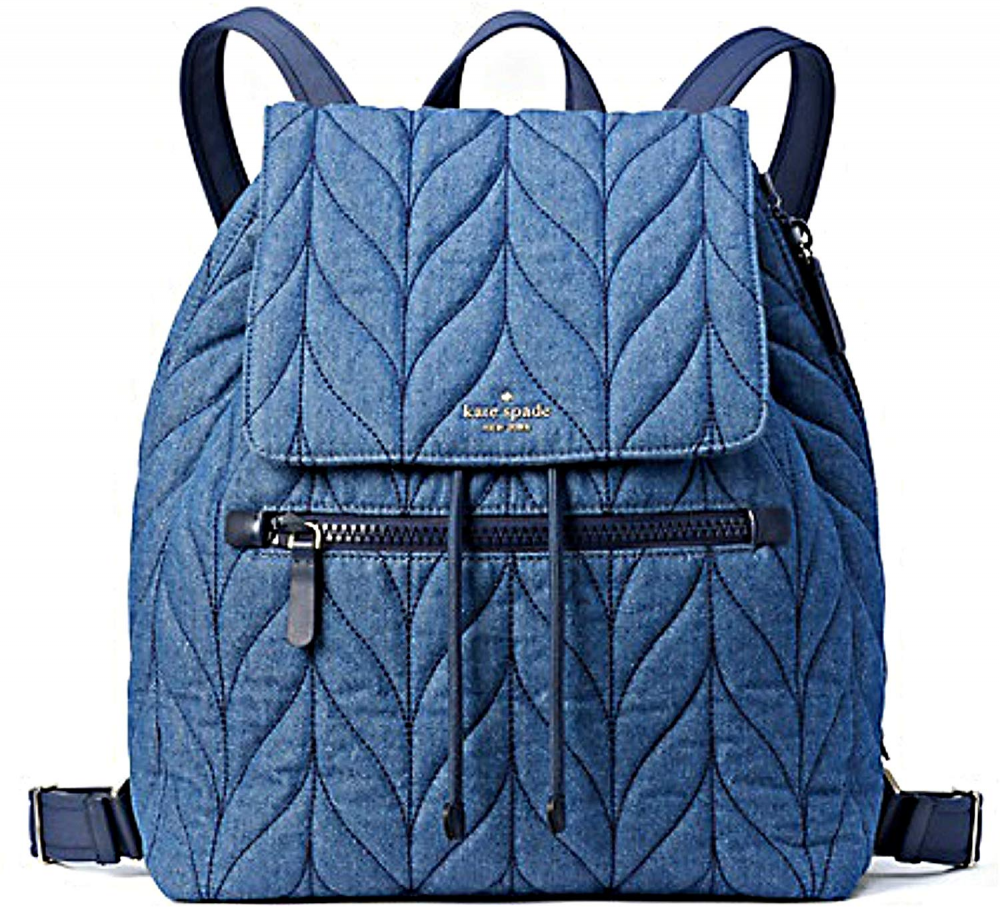 BNWTS Kate Spade Ellie Large Flap BLUE Denim Backpack SUPER CUTE  - $148.49