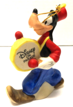 Disney Schmid Vintage Goofy On Parade Playing Drum Ceramic Christmas Ornament - $14.85