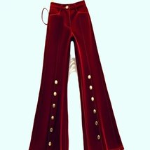 Women&#39;s Retro Red Velvet High-Waisted Flare Pants - $48.65