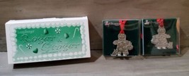 Longaberger Pewter Hanging Christmas Ornaments Mr Mrs Roger Ginger Gingerbread  - £13.39 GBP