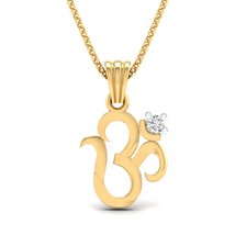 SwaraEcom Round CZ OM Pendant Charm India Hinduism Jewelry Gold Plated Lucky Gif - £40.17 GBP