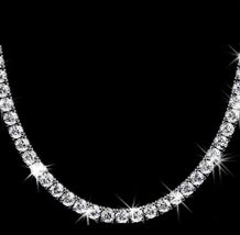 30 Ct Round Cut Sim Diamond Tennis Necklace Solid 14K White Gold Finish - £225.59 GBP