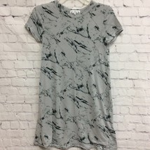 Poof New York Womens T Shirt Dress Gray Marble Stretch Crew Neck Short S... - £12.22 GBP