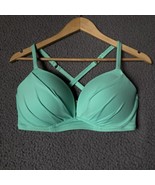 Victoria Secret Bikini Top 34DD Teal Push Up Padded Multiway Ruched Swim... - $28.30