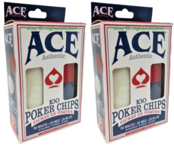 2 Boxes - Ace Poker Chips ( 100 In A Box ) 50_WHITE, 25_RED &amp; 25_BLUE Brand New - £14.81 GBP