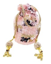 Premium Fur Sequence Bridal Potli Bag with Heavy Golden Tassels - £20.05 GBP
