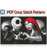 Halloween Nightmare Before Christmas Jack Sally Skellington Cross Stitch Pattern - £2.74 GBP