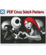 Halloween Nightmare Before Christmas Jack Sally Skellington Cross Stitch... - $4.80 CAD