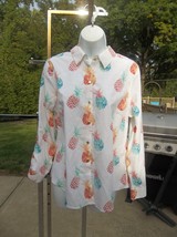 NWOT CHICO&#39;S PINEAPPLE PRINT BUTTON DOWN TOP 1P - £19.95 GBP