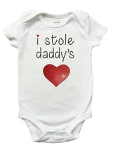 Fathers Day I Stole Daddy&#39;s Heart Shirt, I Stole Daddys Heart Bodysuit - £10.08 GBP+