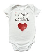 Fathers Day I Stole Daddy&#39;s Heart Shirt, I Stole Daddys Heart Bodysuit - £10.27 GBP+