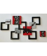 3pc Abstract Modern Wall Sculpture, Red Black Squares wood wall art  36x... - $2,952.28 MXN
