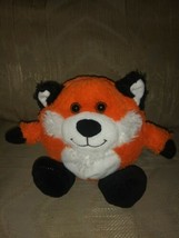 Fox Round Ball Plush 10&quot; Orange White Black Beanbag Stuffed Animal  - £13.44 GBP