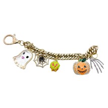 Vintage Halloween Glam Charm Bracelet Gold Tone Chain with 5 Charms - $86.11