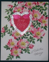 Norcross Valentine Card Vintage 1940&#39;S To My Wife Ribbon Bow Silver Scrapbooking - £15.79 GBP