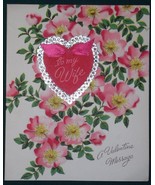 NORCROSS VALENTINE CARD VINTAGE 1940&#39;S TO MY WIFE RIBBON BOW SILVER SCRA... - $27.34 CAD