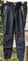 Michael Kors Jr. Wm. Sz. 4 Black Skinny Stretch Pants Gold Zipper Ankles... - $19.58