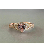 1.85Ct Simulated Morganite Engagement Halo Ring 14k Rose Gold Plated Silver - £78.62 GBP