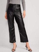 Old Navy Faux Leather Wide Leg Pants Womens 2 Petite Black High Rise NEW - £21.26 GBP